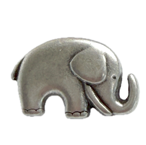 Re-Stocked, Little Silver Elephant Button 3/4" Metal, Shank Back, Pack of TWO  #SWC-110-2