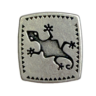 Re-Stocked, Southwest Lizard Gecko Metal Button 15/16" Rectangle, Shank Back, Pack of TWO #SWC-17-2