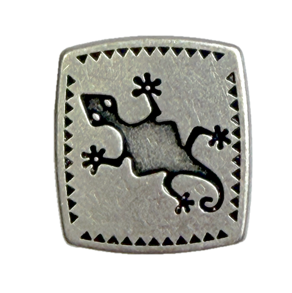 Re-Stocked, Southwest Lizard Gecko Metal Button 15/16" Rectangle, Shank Back, Pack of TWO #SWC-17-2