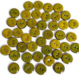 Chartreuse/Golden Olive Coconut Mix, Shiny 11/16" Rustic Round 2-Hole Button, Pack of FIVE   #SWC-118-5