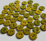 Chartreuse/Golden Olive Coconut Mix, Shiny 11/16" Rustic Round 2-Hole Button, Pack of FIVE   #SWC-118-5