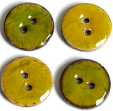 Chartreuse/Golden Olive Coconut Mix, Shiny 11/16" Rustic Round 2-Hole Button, Pack of FIVE   #SWC-118-5