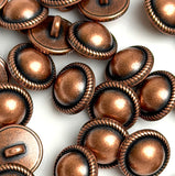 Tiny 10mm Copper/Black Simple Dome 3/8" Button, Shank Back, Pack of 5,  #SWC-102-5