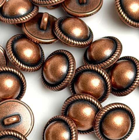 Tiny 10mm Copper/Black Simple Dome 3/8" Button, Shank Back, Pack of 5,  #SWC-102-5