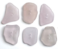 Six Light Purple Genuine Sea Glass Buttons 7/8 -1" # BCH-97