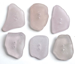 Six Light Purple Genuine Sea Glass Buttons 7/8 -1" # BCH-97