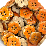 Orange Sakura Coconut Button 5/8" Handpainted, Shiny #SWC-116