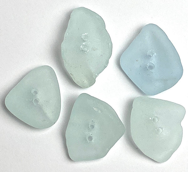 Five Light Turquoise Genuine Sea Glass Buttons 7/8 -1" # BCH-100