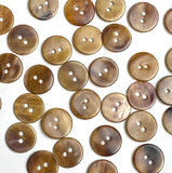 Semi-Clear Brown Mix, 9/16" Shell Buttons from Japan, EIGHTEEN for $7.50  #KB-954