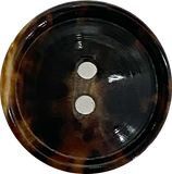 Re-Stocked, 3/4" Black/Brown Horn Button, 19mm 2-hole Rimmed 3/4"  #SK-0087