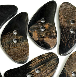 Toggle, 2" Horn, Large Curvy Boomerangish Natural Black/Brown or Solid Black Reverse 2-Hole Per Button #SK-0719