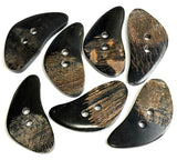Toggle, 2" Horn, Large Curvy Boomerangish Natural Black/Brown or Solid Black Reverse 2-Hole Per Button #SK-0719