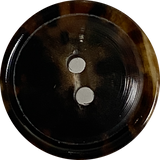 Re-Stocked, 3/4" Black/Brown Horn Button, 19mm 2-hole Rimmed 3/4"  #SK-0087