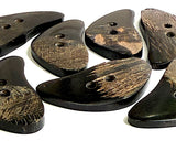 Toggle, 2" Horn, Large Curvy Boomerangish Natural Black/Brown or Solid Black Reverse 2-Hole Per Button #SK-0719