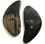 Toggle, 2" Horn, Large Curvy Boomerangish Natural Black/Brown or Solid Black Reverse 2-Hole Per Button #SK-0719