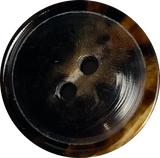 Re-Stocked, 3/4" Black/Brown Horn Button, 19mm 2-hole Rimmed 3/4"  #SK-0087
