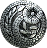 Re-Stocked, Silver Flower Swirl Dots 15/16" Shank-Back Metal Button  #SWC-24