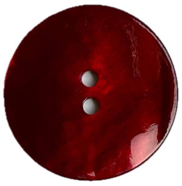 Re-Stocked, 1" Deep Red Shiny Pearl Shell 2-hole Button 26mm, Per Button, #D-098