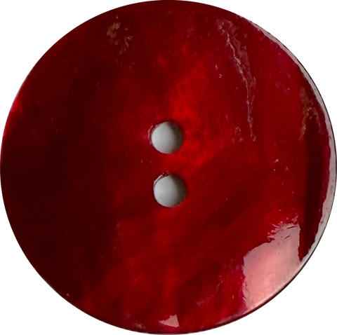 Re-Stocked, 1" Deep Red Shiny Pearl Shell 2-hole Button 26mm, Per Button, #D-098