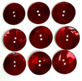 Re-Stocked, 1" Deep Red Shiny Pearl Shell 2-hole Button 26mm, Per Button, #D-098