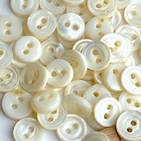 Last Pack, Tiny Vintage Ivory 2-Hole Rustic Pearl Shell Button, 3/8", TWENTY for $12.00  #KB-908
