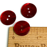 Re-Stocked, 11/16" Deep Red Shiny Pearl Shell 2-hole 18mm Button, #D-904