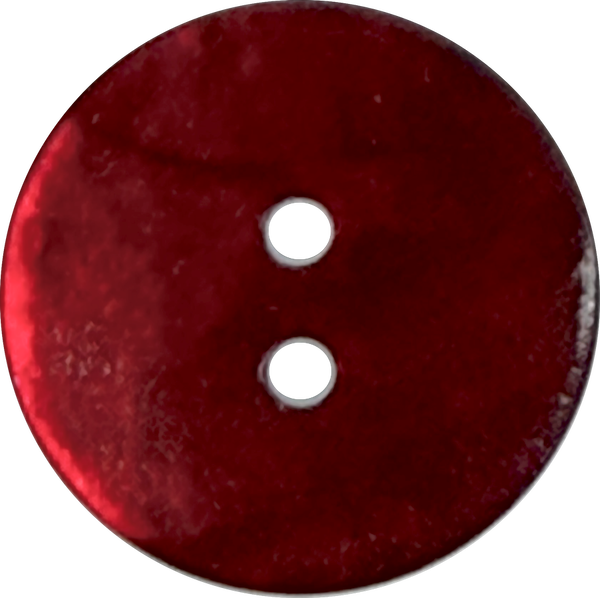 Re-Stocked, 11/16" Deep Red Shiny Pearl Shell 2-hole 18mm Button, #D-904