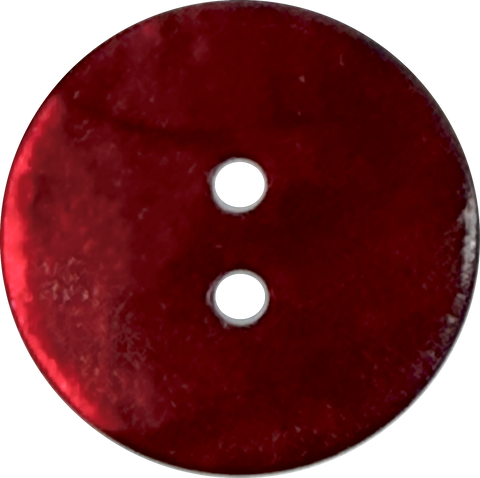 Re-Stocked, 11/16" Deep Red Shiny Pearl Shell 2-hole 18mm Button, #D-904