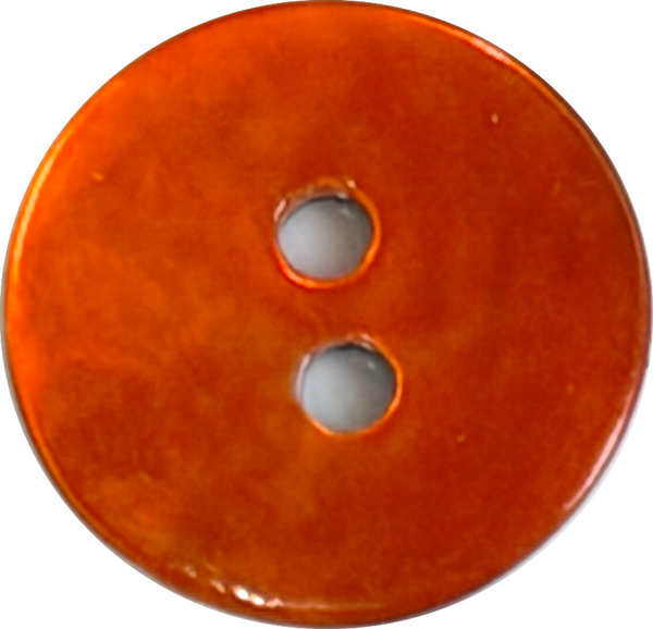 Re-Stocked, 1/2" Bright Rustic Orange Pearl Shell 2-hole 13mm, Per Button, #D-117