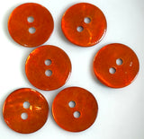 Re-Stocked, 1/2" Bright Rustic Orange Pearl Shell 2-hole 13mm, Per Button, #D-117
