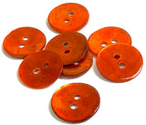 Re-Stocked, 1/2" Bright Rustic Orange Pearl Shell 2-hole 13mm, Per Button, #D-117