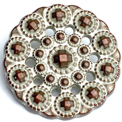 Running Low, Copper/White Bead-Look 15/16" Metal Shank Back 25mm Button  #SWC-47