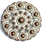 Running Low, Copper/White Bead-Look 15/16" Metal Shank Back 25mm Button  #SWC-47
