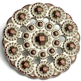 SALE, Copper/White Bead-Look Peek-Through 15/16" Metal Shank Back 25mm Button  #SWC-47