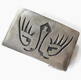 SALE, Vintage Sterling Silver Belt Buckle, Willie Yazzie Wild Eyes or Bear Claws, Navajo  #MV-31