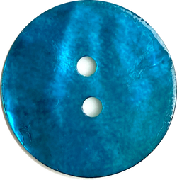 Re-Stocked, Teal Blue Dark Bright 11/16" Shiny Pearl Shell 2-hole, Per Button #D-961