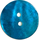 Re-Stocked, Teal Blue Dark Bright 11/16" Shiny Pearl Shell 2-hole, Per Button #D-961
