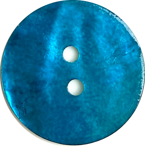 Re-Stocked, Teal Blue Dark Bright 11/16" Shiny Pearl Shell 2-hole, Per Button #D-961