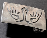 SALE, Vintage Sterling Silver Belt Buckle, Willie Yazzie Wild Eyes or Bear Claws, Navajo  #MV-31