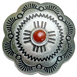 SALE - Zia Sunrise Scalloped 'Coral' Concho Button Nickel Silver Southwest Shank Back 1"   #SW-2