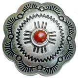 SALE - Zia Sunrise Scalloped 'Coral' Concho Button Nickel Silver Southwest Shank Back 1"   #SW-2