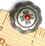 SALE - Zia Sunrise Scalloped 'Coral' Concho Button Nickel Silver Southwest Shank Back 1"   #SW-2