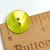 Re-Stocked Vibrant Yellow-Green 11/16" Pearl Shell 2-hole, Per Button   #D-903