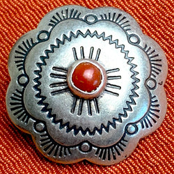 SALE - Zia Sunrise Scalloped 'Coral' Concho Button Nickel Silver Southwest Shank Back 1"   #SW-2