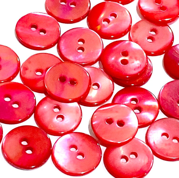 Re-Stocked, Watermelon Pink Iridescent Shell, 9/16", 2-Hole Buttons, 14 for $6.00  #KB-911