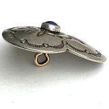 Heart Button w. Blue "Lapis Stone" Southwest Shank Back 1.25"  #SW-40