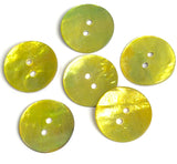 Re-Stocked Vibrant Yellow-Green 11/16" Pearl Shell 2-hole, Per Button   #D-903