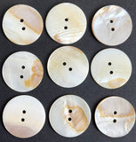 Re-Stocked, Butterscotch + White River Shell 1" Pearl Round 2-Hole Buttons, 25mm, PACK OF 7  #LP-148-7