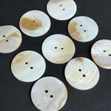 Re-Stocked, Butterscotch + White River Shell 1" Pearl Round 2-Hole Buttons, 25mm, PACK OF 7  #LP-148-7