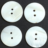 White !" with Slight Hints of Butterscotch, River Shell Pearl 2-Hole Buttons, 25mm, PACK OF 4  #LP-105-4